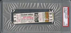 1st Game Mickey Mantle Wore # 7 - (8/24/51) Full Cleveland Indians Ticket - Only One PSA Graded